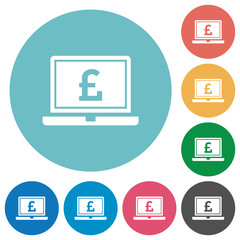 Laptop with Pound sign flat round icons