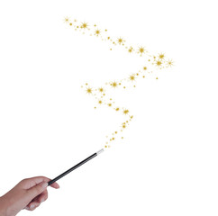 Golden starry zigzag isolated on white. Magical wish come true background.