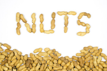 Peanuts on a white background