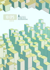 Isometric abstract cube with pastel color BG template