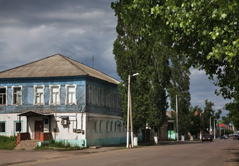 Fototapeta na wymiar Soviet street in Novokhopyorsk. Voronezh Oblast. Russia 