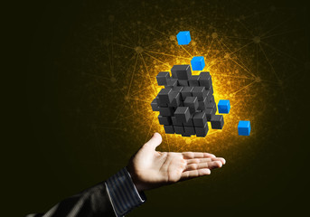 Idea of new technologies and integration presented by cube figure