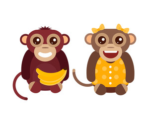 Monkey animal fun character vector illustration.