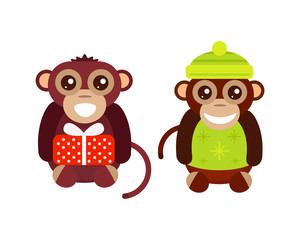 Monkey animal fun character vector illustration.
