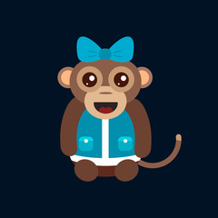 Monkey animal fun character vector illustration.