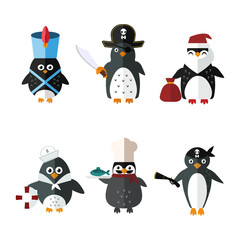 Penguin sailor santa vector animal character illustration.