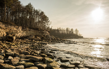 Fototapeta premium Sunset at the wild shore