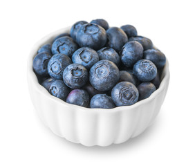 Blueberries in a Bowl Isolated on White
