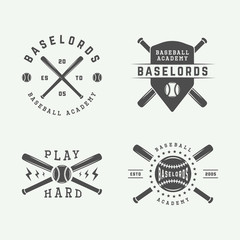 Set of vintage baseball logos, emblems, badges 