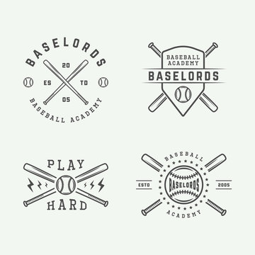 Vintage baseball logos, emblems, badges and design elements.