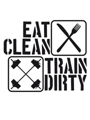 Cutlery design buttons cool design weight weight lifting harness weights exercise eat clean train dirty text logo