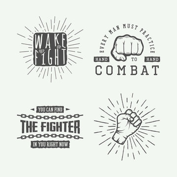 Set of vintage motivational and inspirational fighting poster 