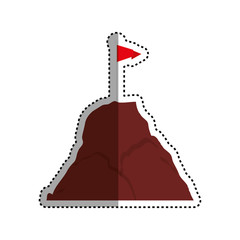 Flag on mountain icon vector illustration graphic design