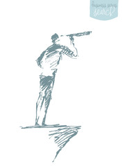 Businessman looking future concept vector sketch.