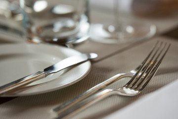 Cuttlery on elegant prepared table