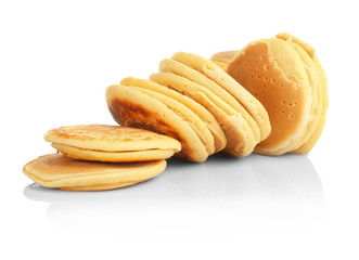 Tasty pancakes isolated on white