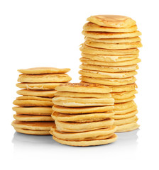 Tasty pancakes isolated on white