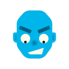 Emotional happy robot head in cartoon style. robot joy