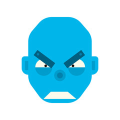 Emotional wicked robot head in cartoon style. robot evil