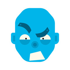 Emotional wicked robot head in cartoon style. robot evil