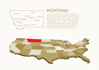 3D USA State map - MONTANA