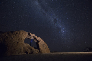 A Rock arch at night at the Naukluft National Park.