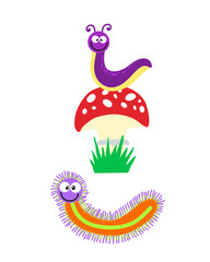 Cartoon caterpillar insect vector illustration.