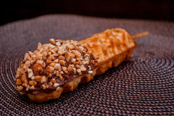 Delicious Belgian waffle on morning