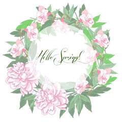 Spring background with white and pink peony