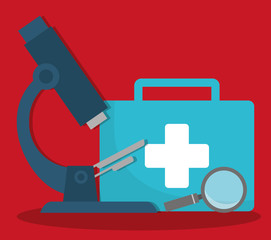 first aid kit with medical care icon image vector illustration design 