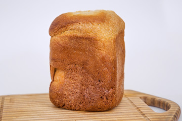 Homemade fresh white bread, cooked in a bread maker.