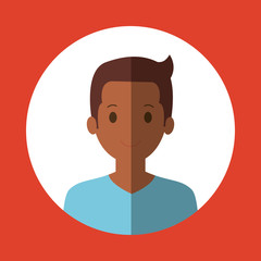 youg man portrait with rounded colored frame icon image vector illustration design 