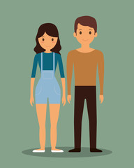romantic heterosexual young couple full body icon image vector illustration design 