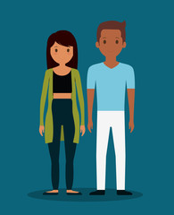 Fototapeta premium romantic heterosexual young couple full body icon image vector illustration design 