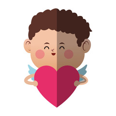 baby cupid with heart icon over white background. colorful design. vector illustration