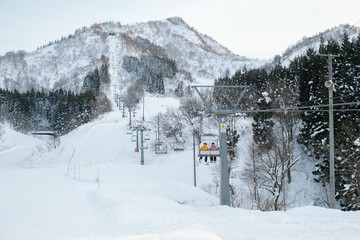 skii lift at snow resort in Yuzawa