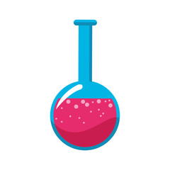 chemical flask with pink potion over white background. colorful design. vector illustration