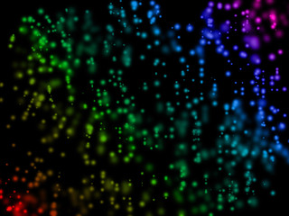 Overlay rainbow color bokeh illustration on black background 1