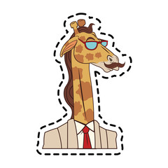 giraffe with hipster style over white background. colorful design. vector illustration