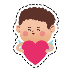 baby cupid with heart icon over white background. colorful design. vector illustration