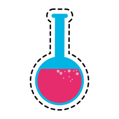 pink potion in a chemical flask over white background. colorful design. vector illustration