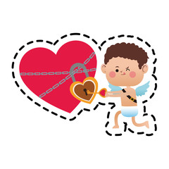 baby cupid with heart icon over white background. colorful design. vector illustration