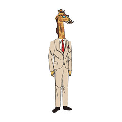 Fototapeta premium giraffe with hipster style over white background. colorful design. vector illustration