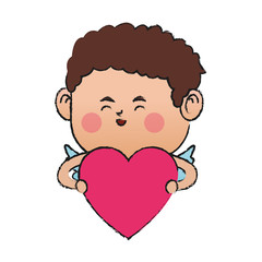 baby cupid with heart icon over white background. colorful design. vector illustration