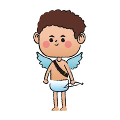 baby cupid with a bow over white background. colorful design. vector illustration
