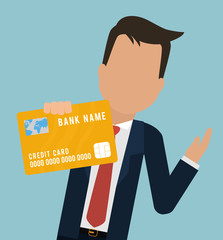 man business bank card hold vector illustration eps 10