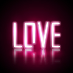 Neon and pink glow effect of love, valentine's day and romance