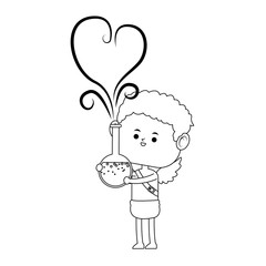 baby cupid holding a potion of love with heart icon  over white background. vector illustration