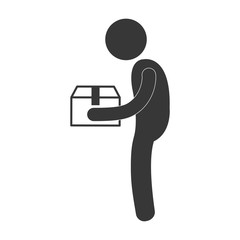 man giving box carton gift figure pictogram vector illustration eps 10
