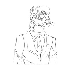 tiger with hipster style over white background. vector illustration